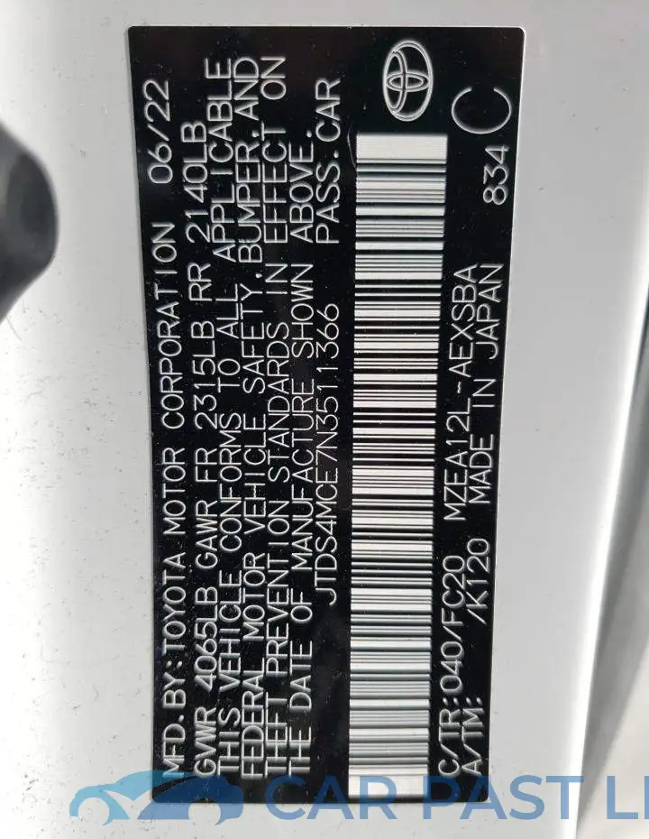 JTDS4MCE7N3511366# 12