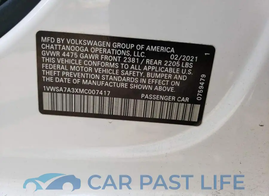1VWSA7A3XMC007417# 12