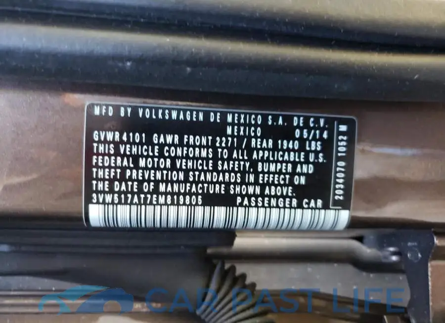3VW517AT7EM819805# 10
