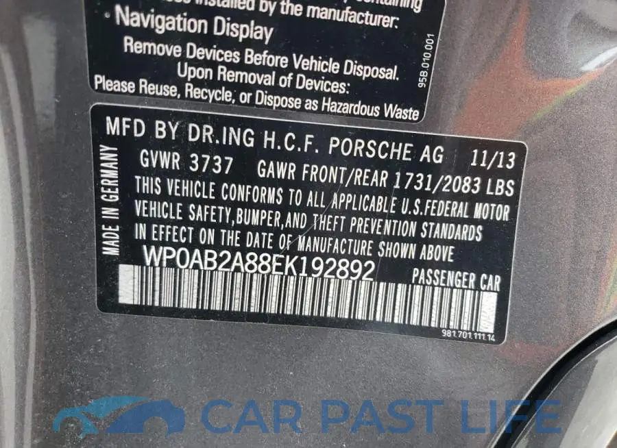 WP0AB2A88EK192892# 12