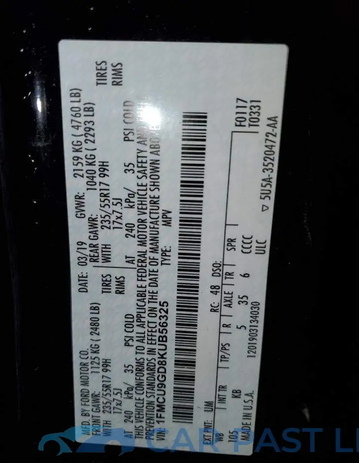 1FMCU9GD8KUB56325# 13