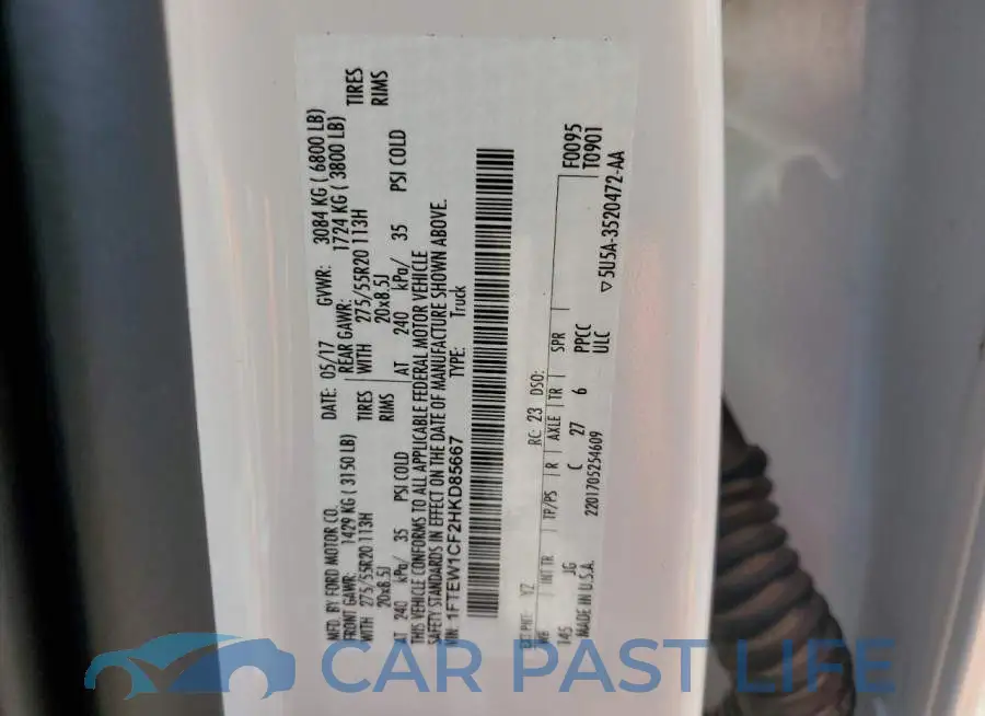 1FTEW1CF2HKD85667# 12