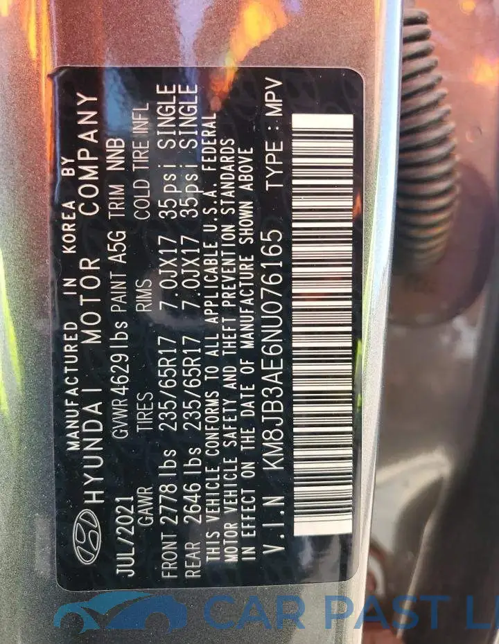 KM8JB3AE6NU076165# 12