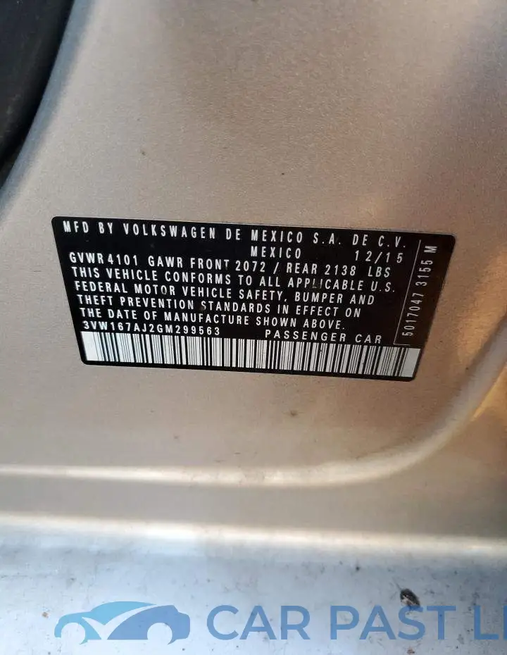 3VW167AJ2GM299563# 12
