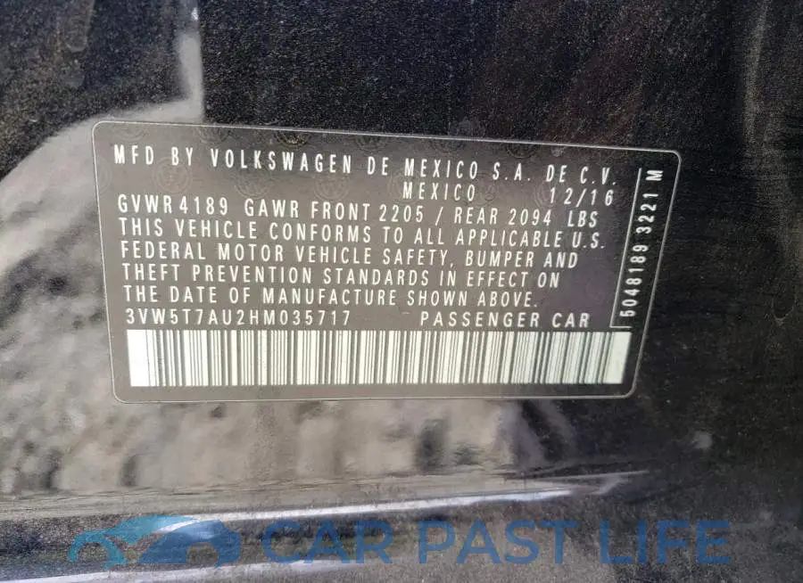 3VW5T7AU2HM035717# 12
