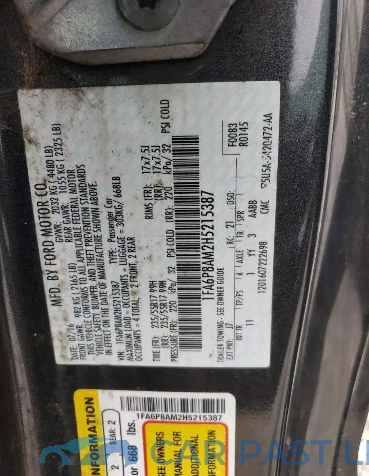 1FA6P8AM2H5215387# 12