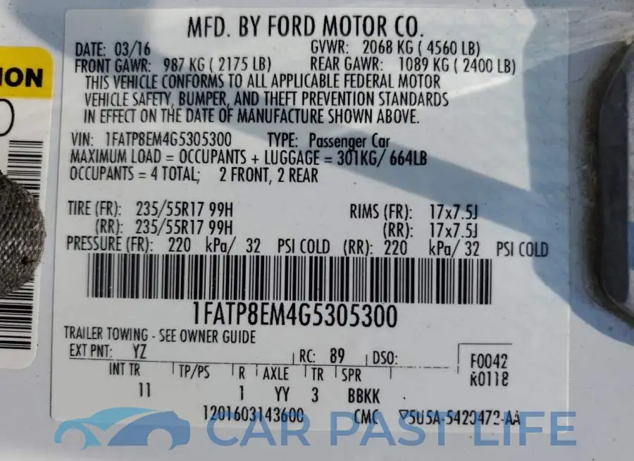 1FATP8EM4G5305300# 12