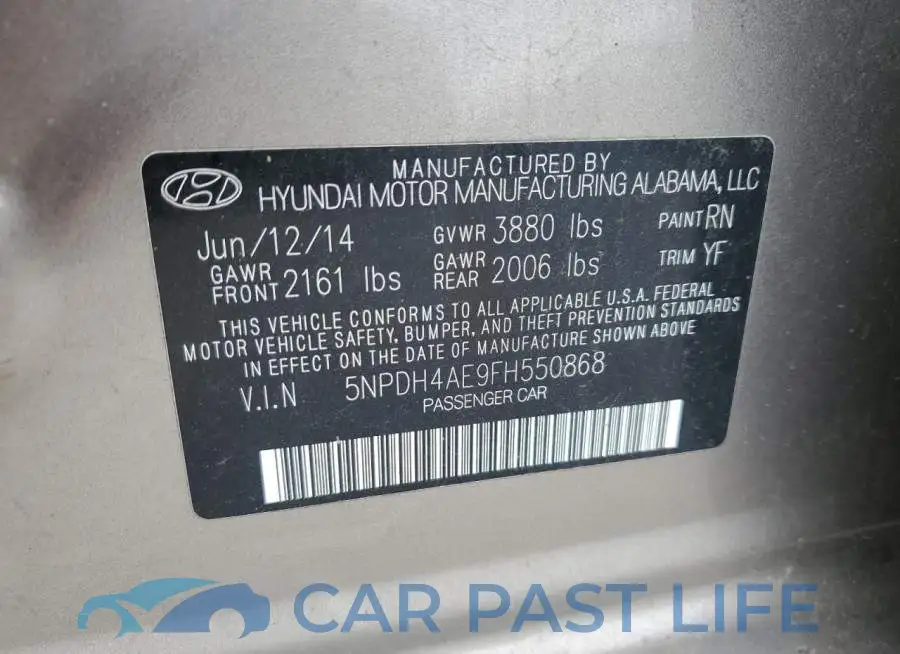 5NPDH4AE9FH550868# 12