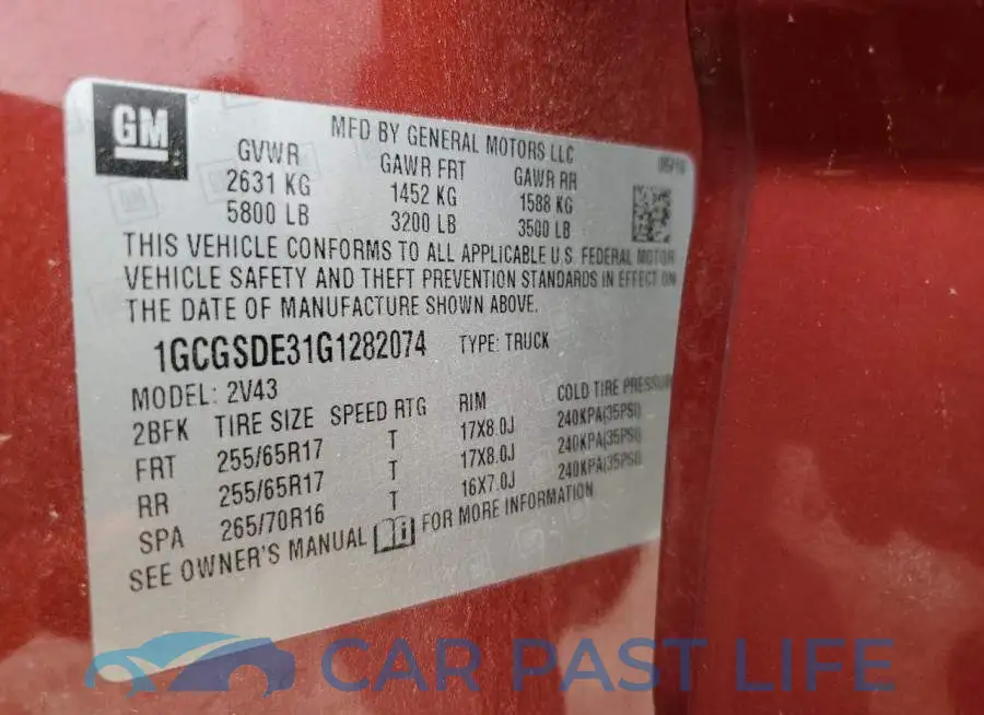 1GCGSDE31G1282074# 12