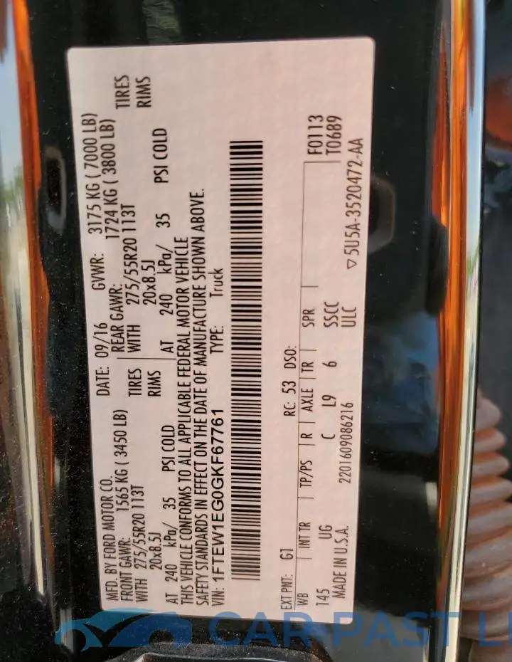 1FTEW1EG0GKF67761# 12