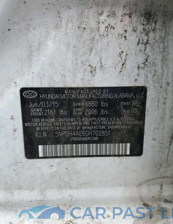 5NPDH4AE6GH702851# 12