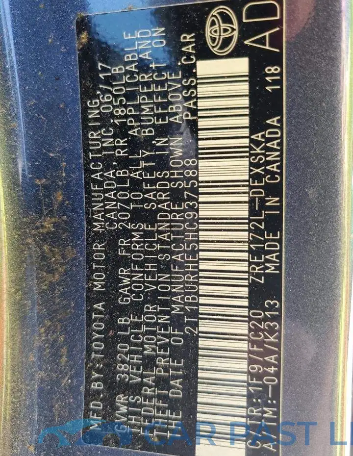 2T1BURHE5HC937588# 12