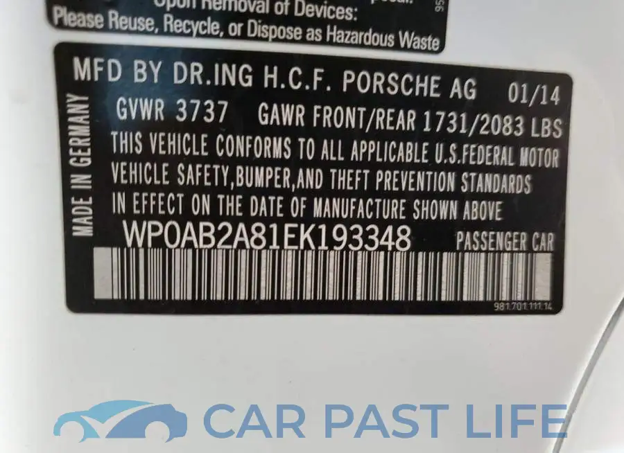 WP0AB2A81EK193348# 12
