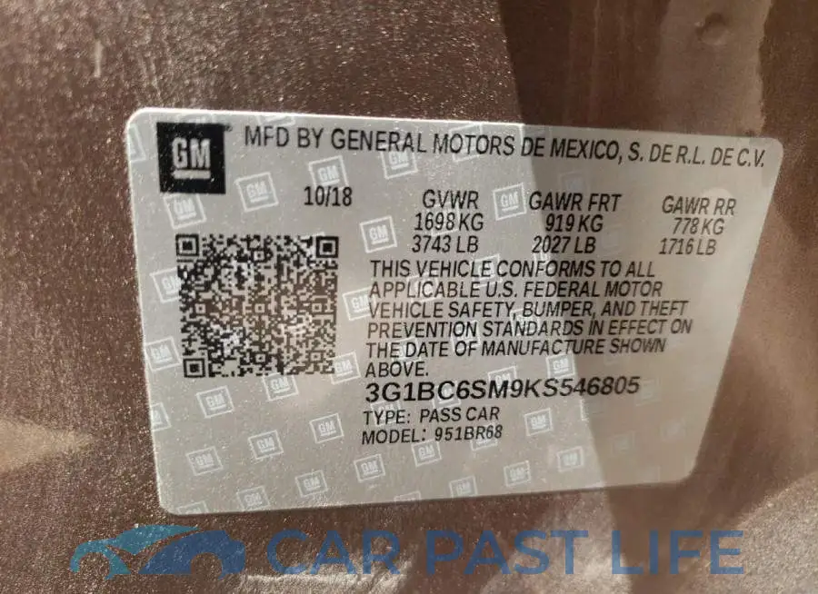3G1BC6SM9KS546805# 12