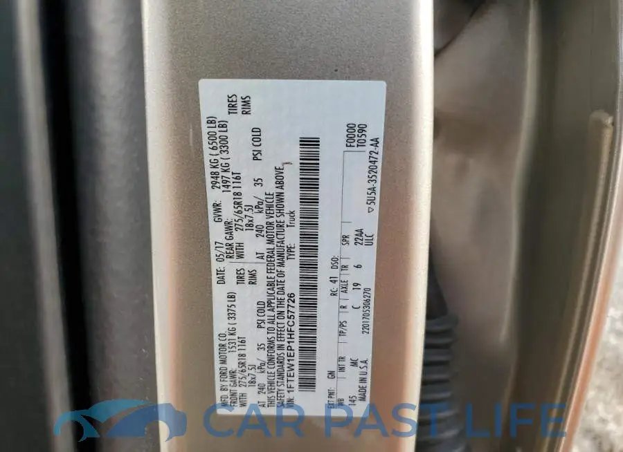 1FTEW1EP1HFC57726# 12