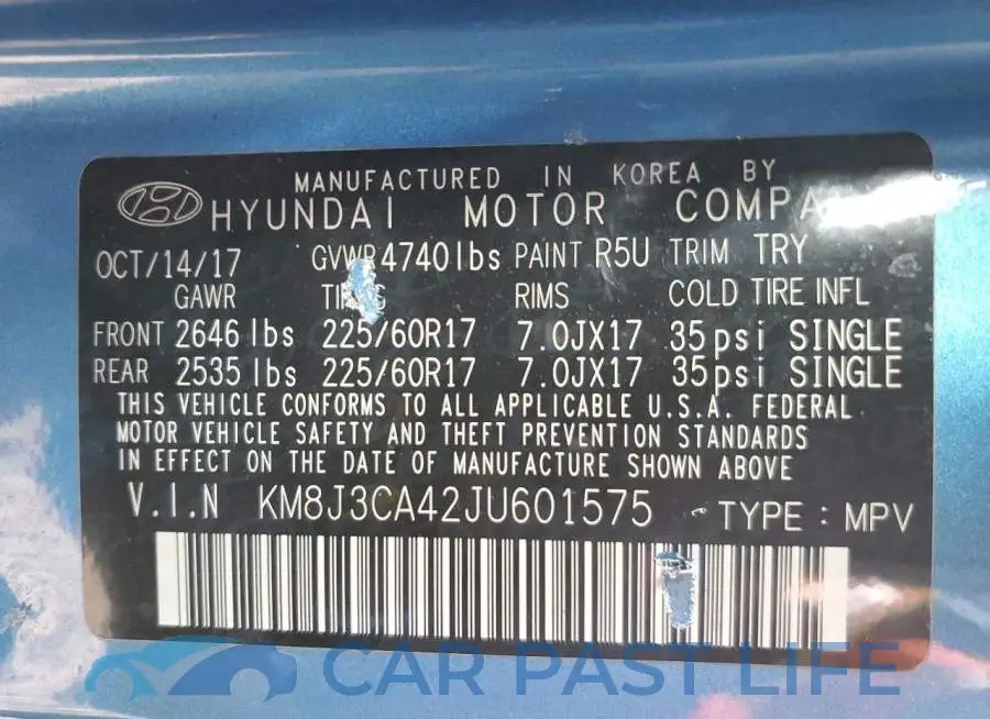 KM8J3CA42JU601575# 13