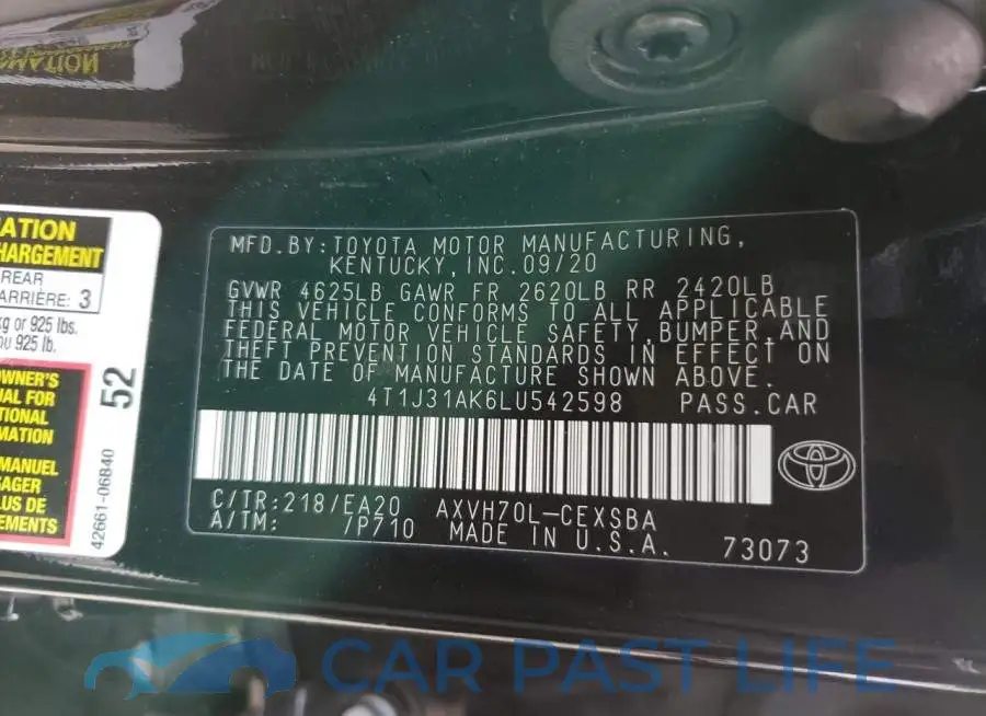 4T1J31AK6LU542598# 12