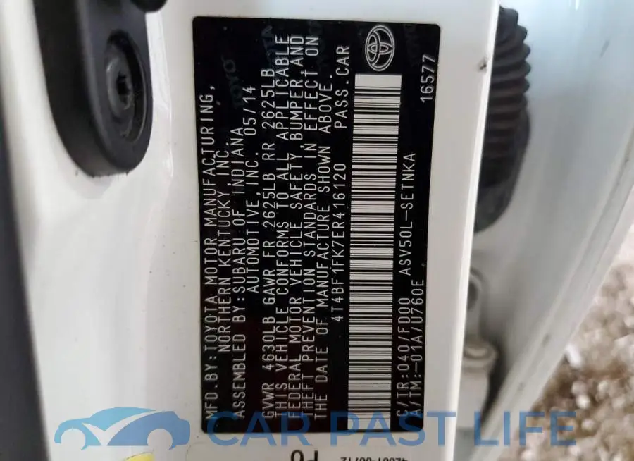 4T4BF1FK7ER416120# 12