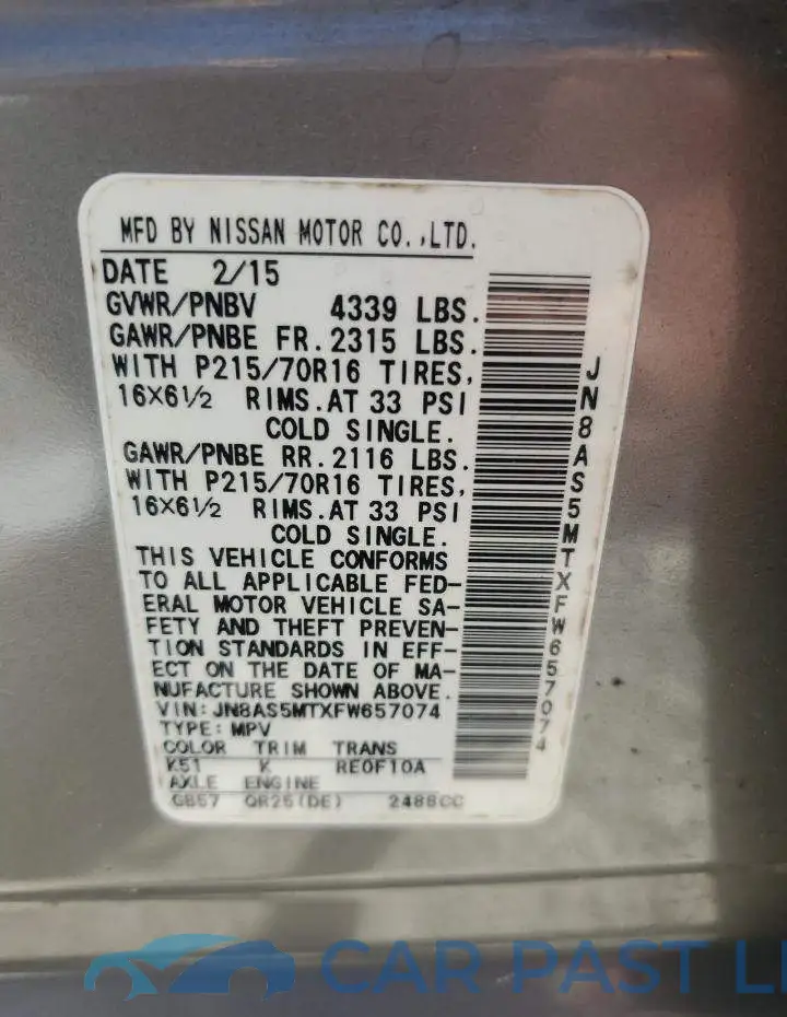JN8AS5MTXFW657074# 13