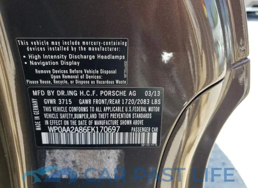 WP0AA2A86EK170697# 12