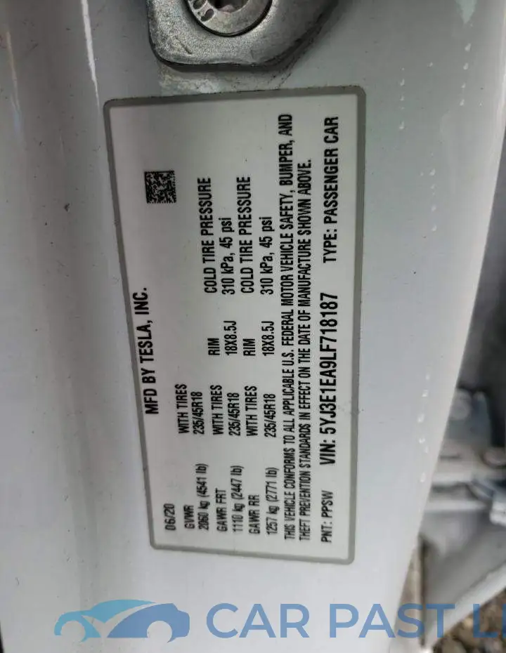 5YJ3E1EA9LF718187# 12