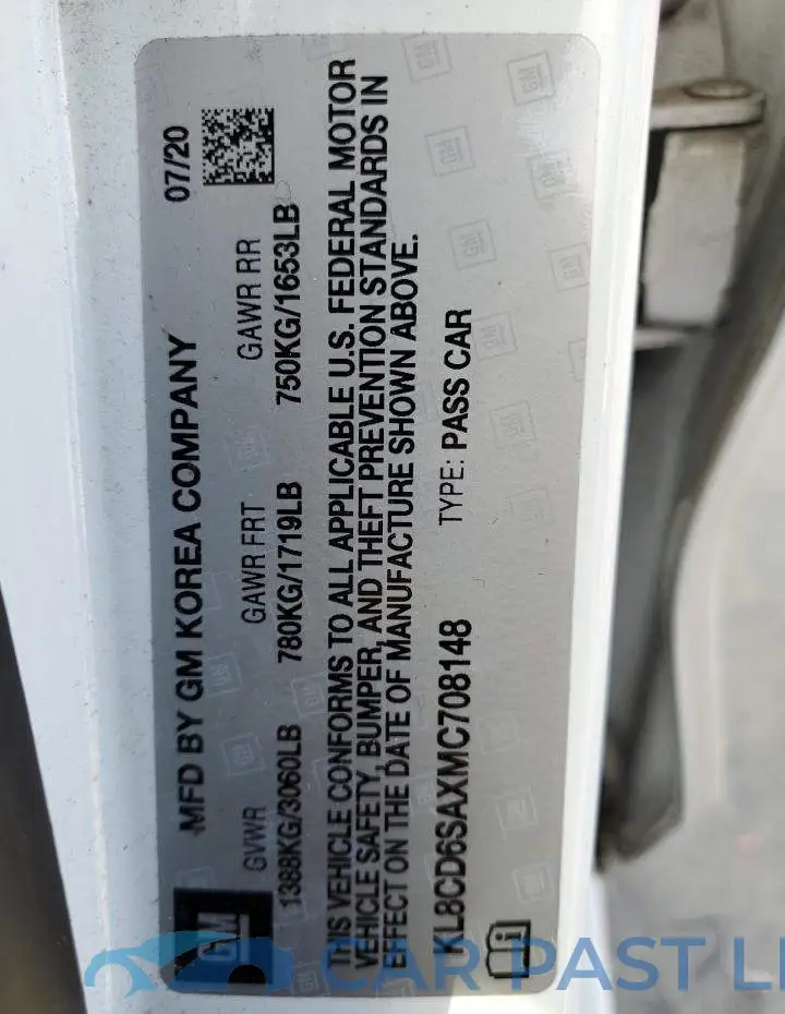 KL8CD6SAXMC708148# 12