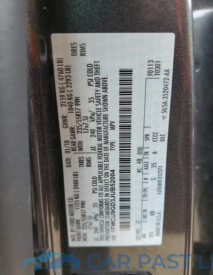 1FMCU9GD3JUB52004# 12