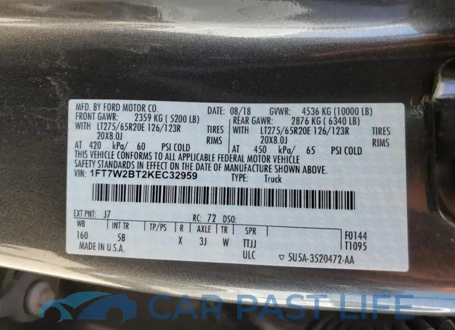 1FT7W2BT2KEC32959# 12