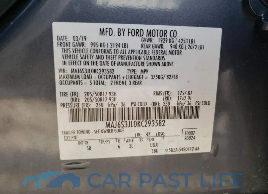 MAJ6S3JL0KC293582# 13
