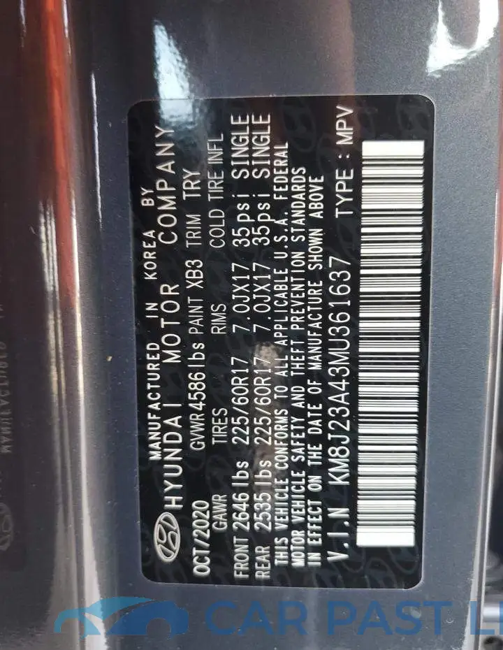 KM8J23A43MU361637# 10