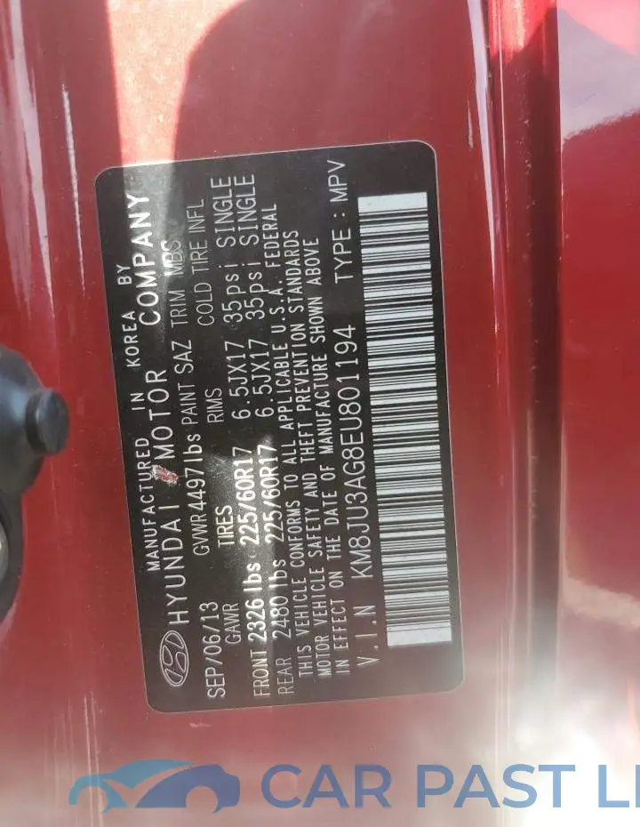 KM8JU3AG8EU801194# 13