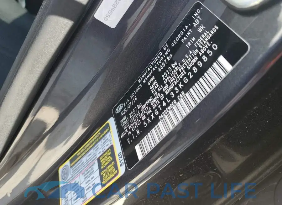 5XXGT4L33KG289850# 12