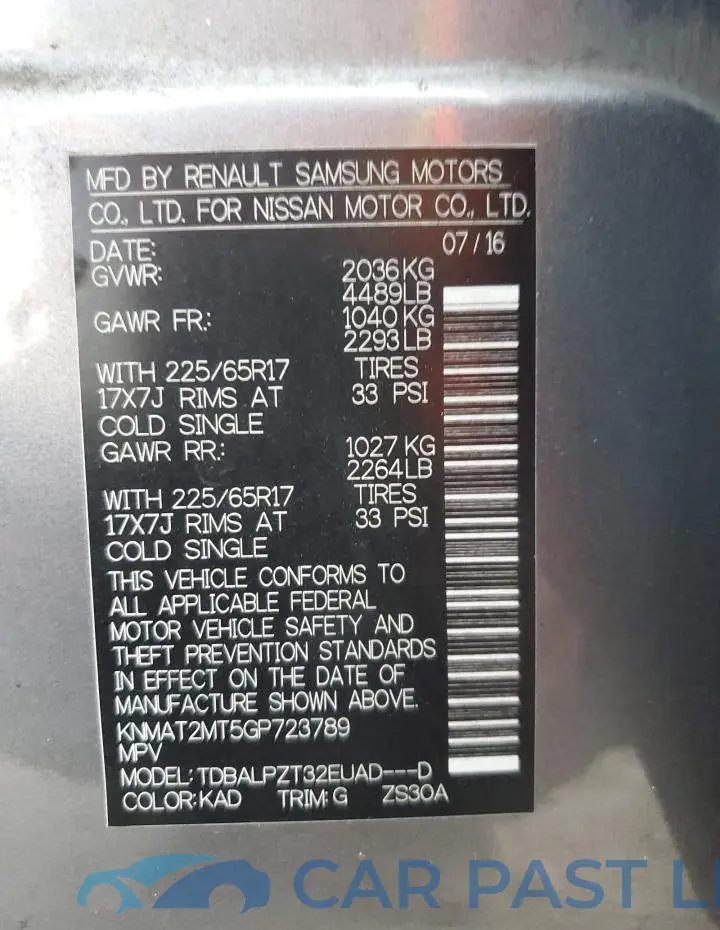 KNMAT2MT5GP723789# 13