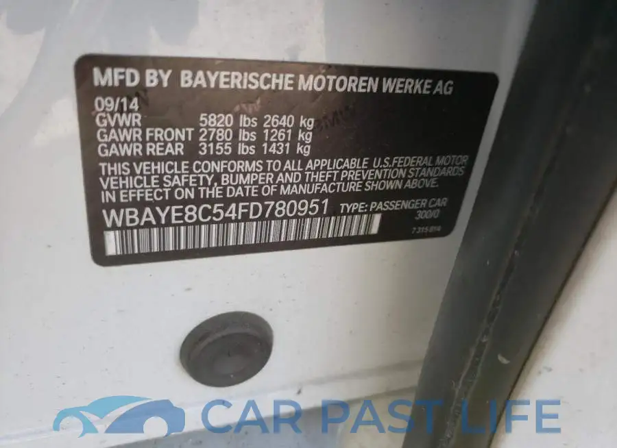 WBAYE8C54FD780951# 12
