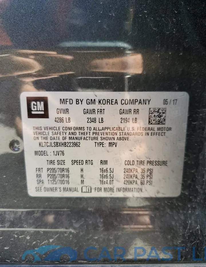 KL7CJLSBXHB223962# 14