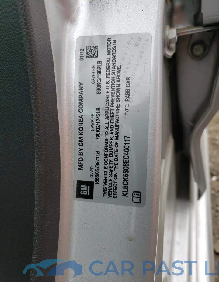 KL8CK6S06EC400117# 12