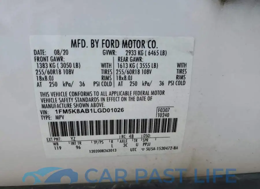 1FM5K8AB1LGD01026# 13