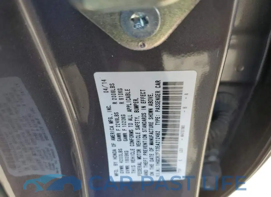 1HGCR2F32EA212482# 12