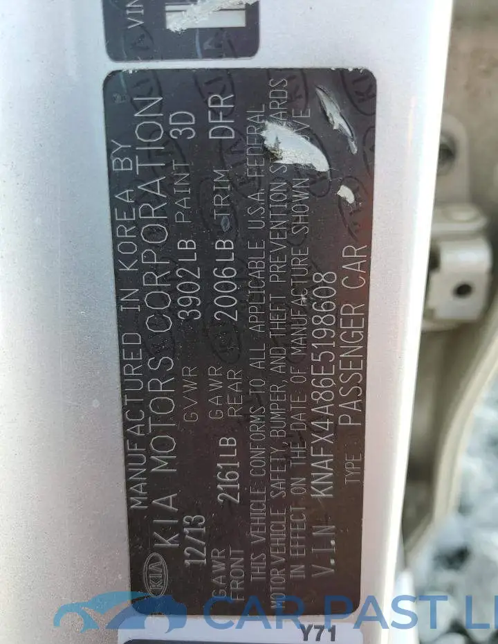 KNAFX4A86E5198608# 12