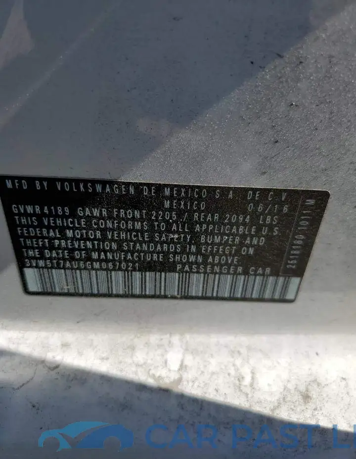 3VW5T7AU6GM067021# 13