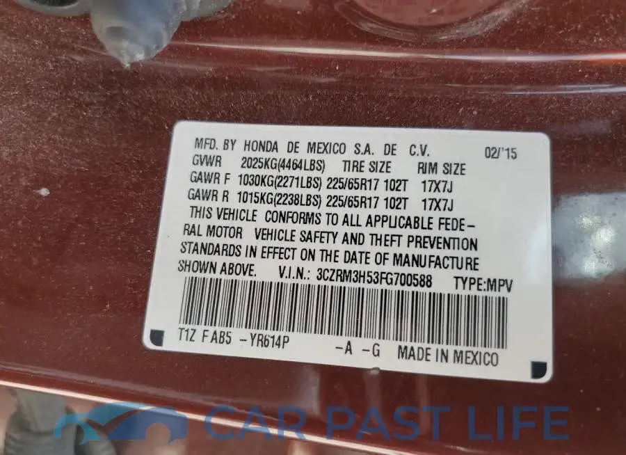 3CZRM3H53FG700588# 12