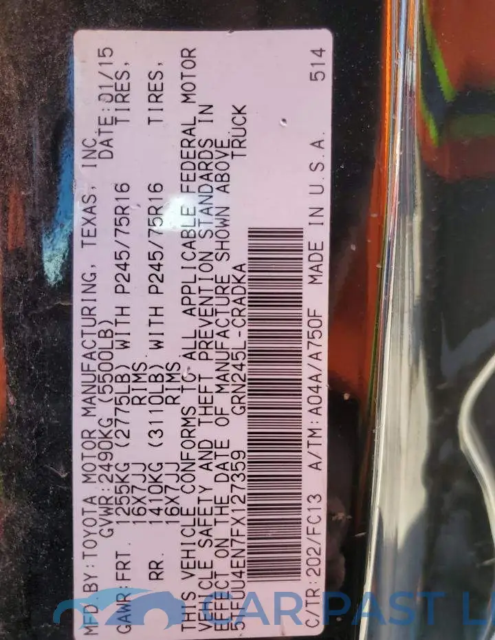 5TFUU4EN7FX127359# 12