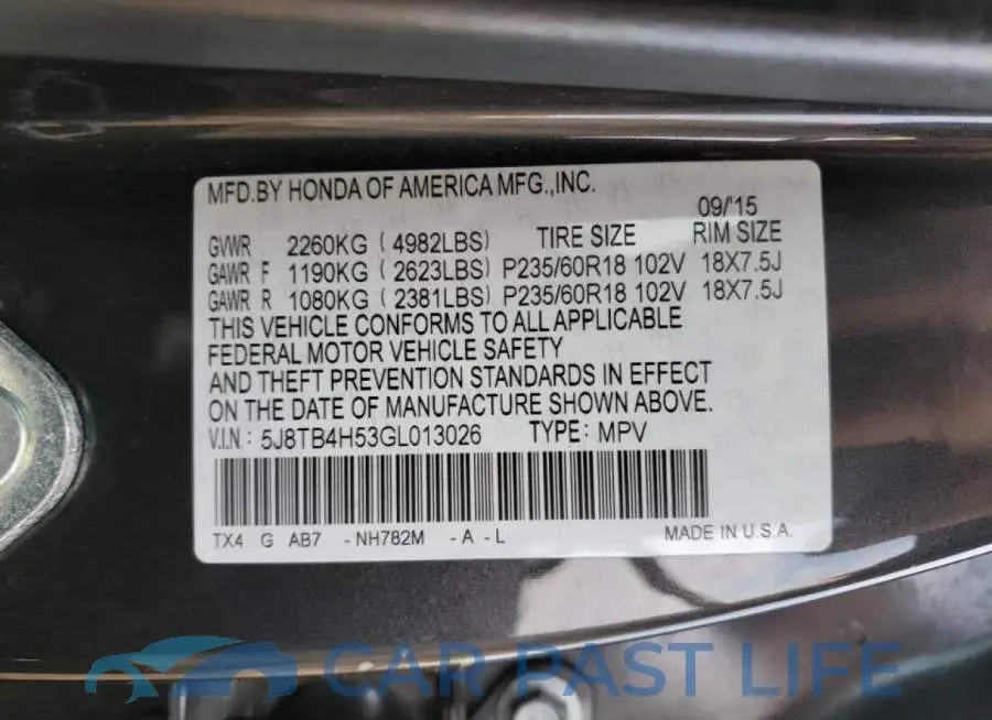 5J8TB4H53GL013026# 13