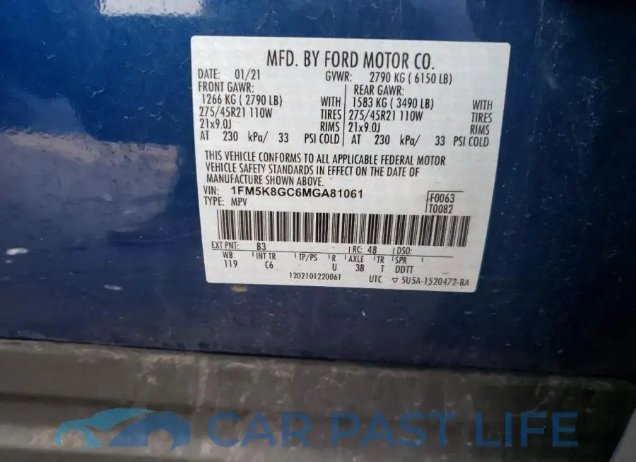1FM5K8GC6MGA81061# 13
