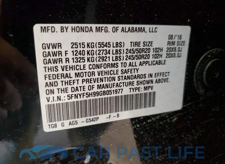 5FNYF5H99GB051977# 13