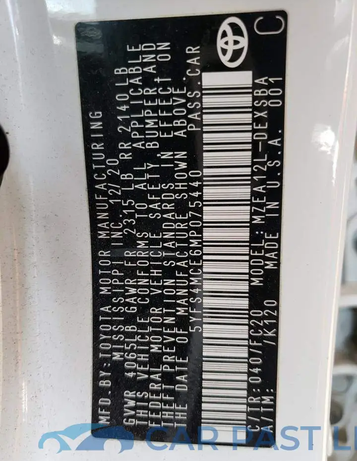 5YFS4MCE6MP075440# 12