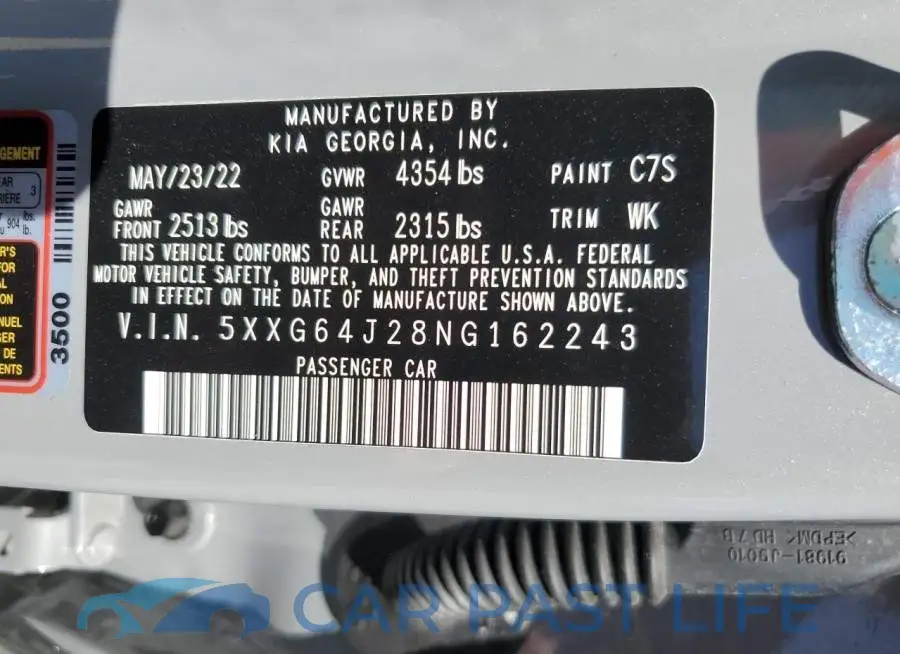 5XXG64J28NG162243# 13