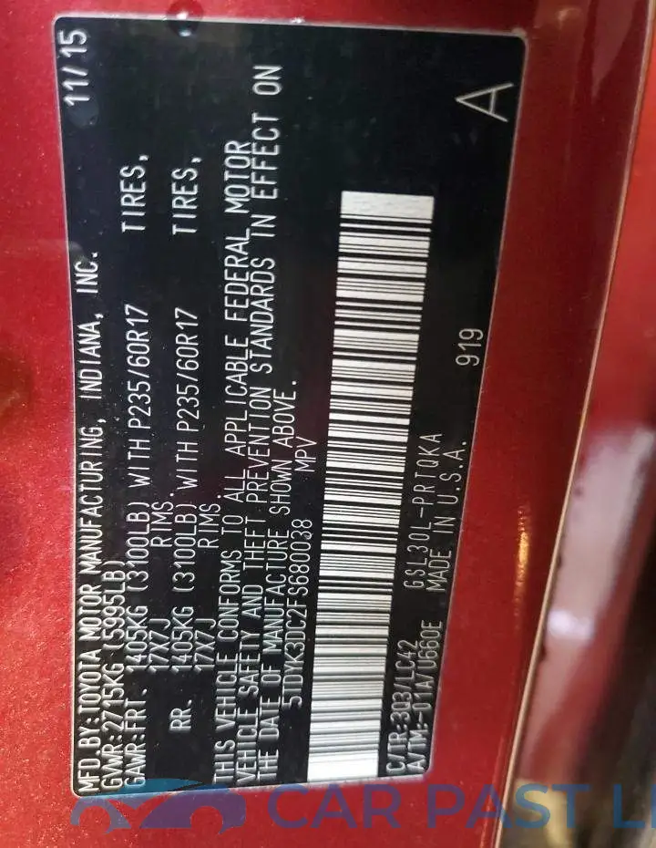 5TDYK3DC2FS680038# 13