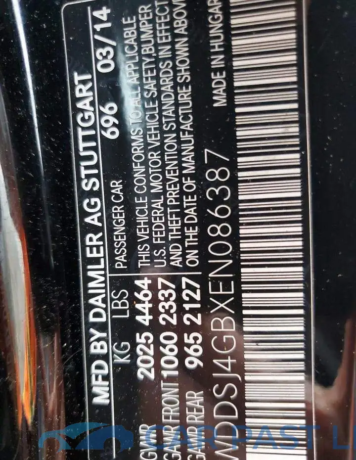 WDDSJ4GBXEN086387# 12