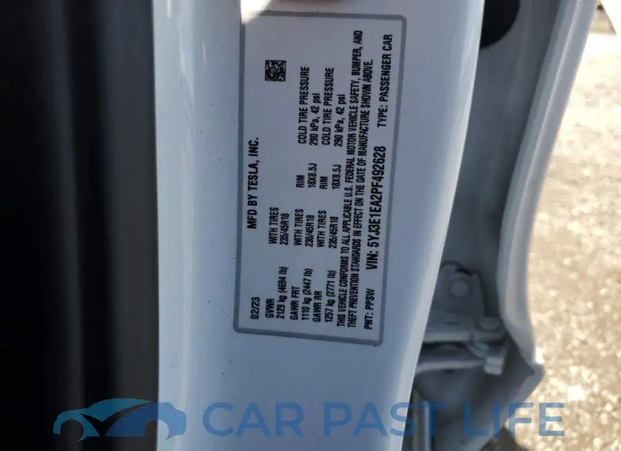 5YJ3E1EA2PF492628# 12